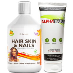 Pachet Păr și Frumusețe – Hair Skin & Nails cu Colagen + Șampon Alpharegul Împotriva Căderii Părului
