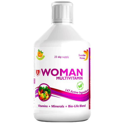 Multivitamine Lichide pt Femei cu 147 Ingrediente: Vitamine + Minerale + Aminoacizi + Verdeturi – 500ml